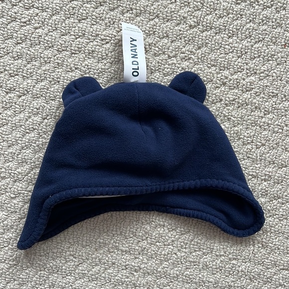 Old Navy fleece navy blue hat with bear ears, size 12-18 months. Never worn. - Picture 2 of 3